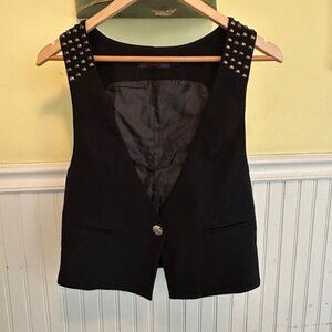Black Studded Shoulder Vest With Bow Back By Hopeshow Size Large